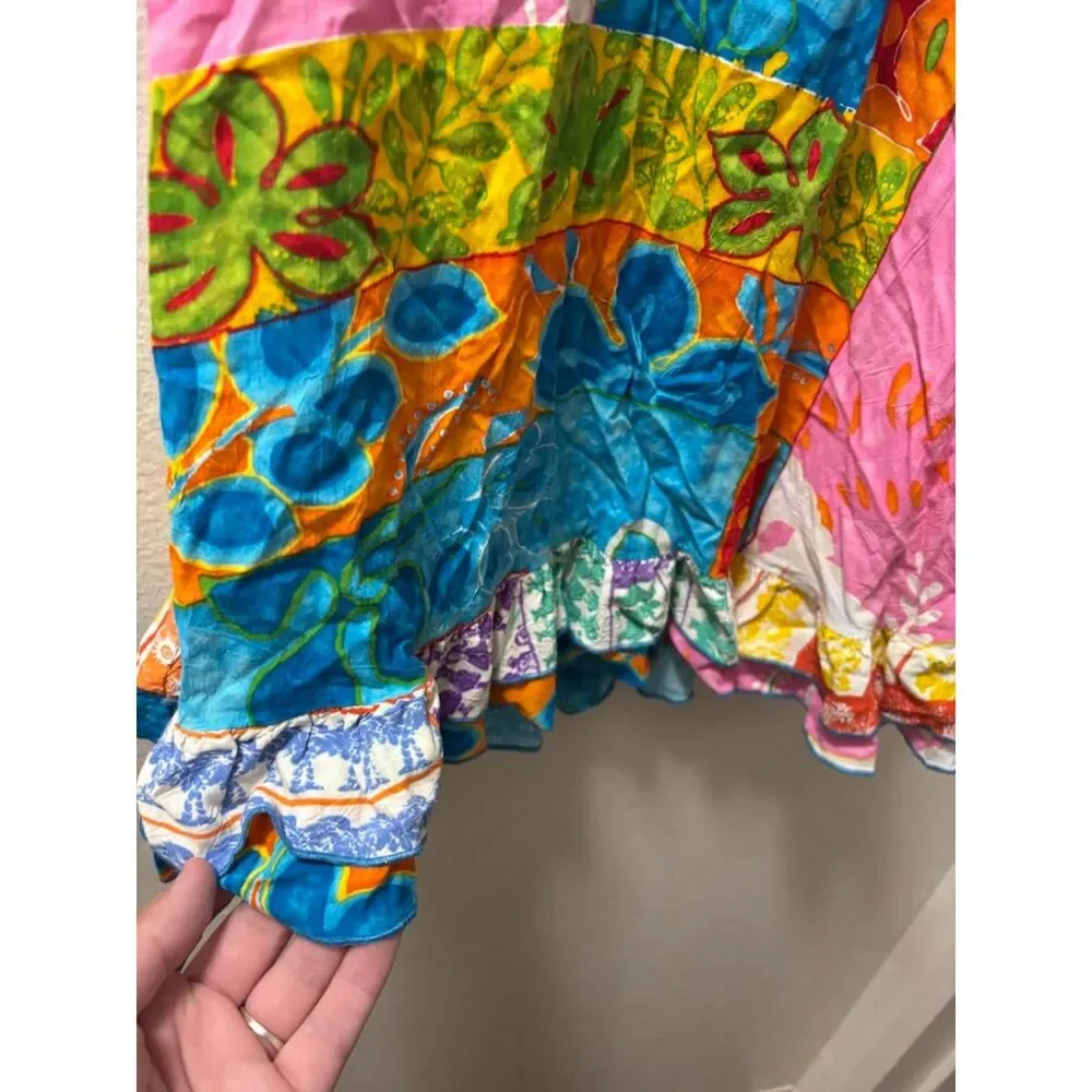Jams World Lil' People Dress Girls sz Large Multicolor Floral Patchwork Tropical